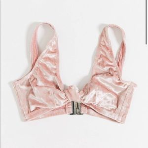 Peel & Beau Fuller Bust Exclusive knot triangle bikini top in summer rose velvet